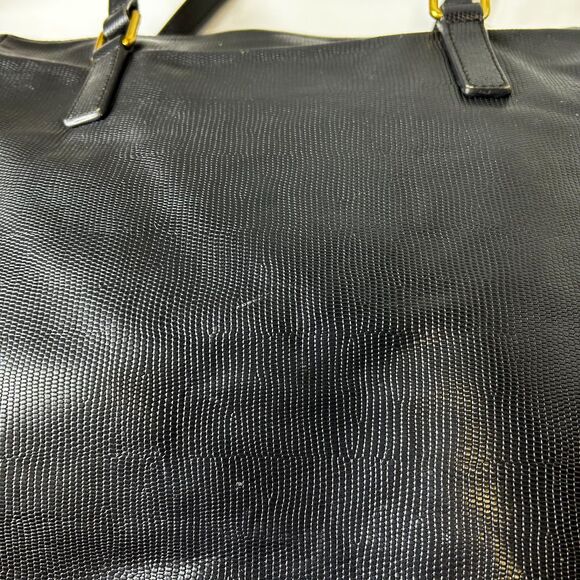 Marc By Marc Jacobs Black Reptile Textured Leather Dual Handle Tote Bag - Picture 8 of 13